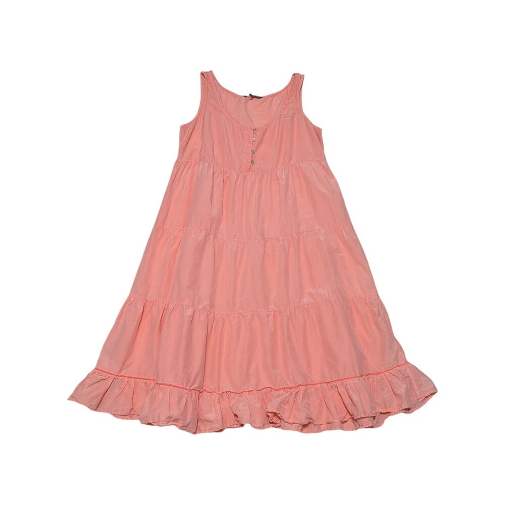 Tommy Bahama Tiered Ruffle Silk Dress Peach Orange Womens Medium Lightweight